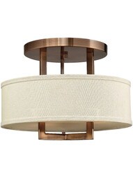 Hampton Small Close Ceiling Light With Linen Drum Shade